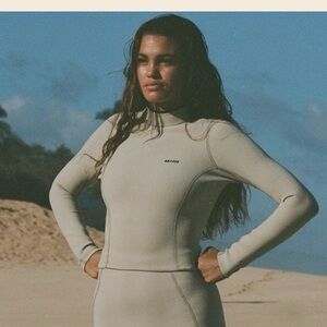 Free People Abysse Pam Rash Guard In Pearl XL Neoprene